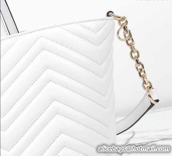 Good Quality Gucci Betty Chevron Leathe Medium Tote Bag 847387 White 2025