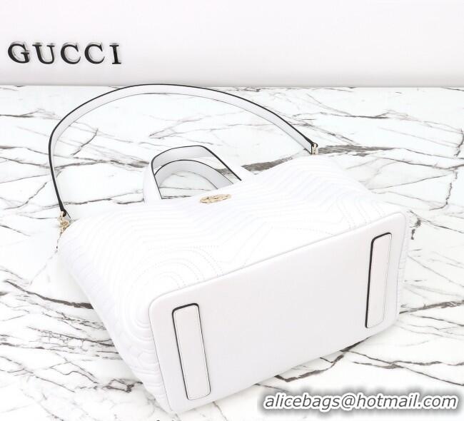 Good Quality Gucci Betty Chevron Leathe Medium Tote Bag 847387 White 2025