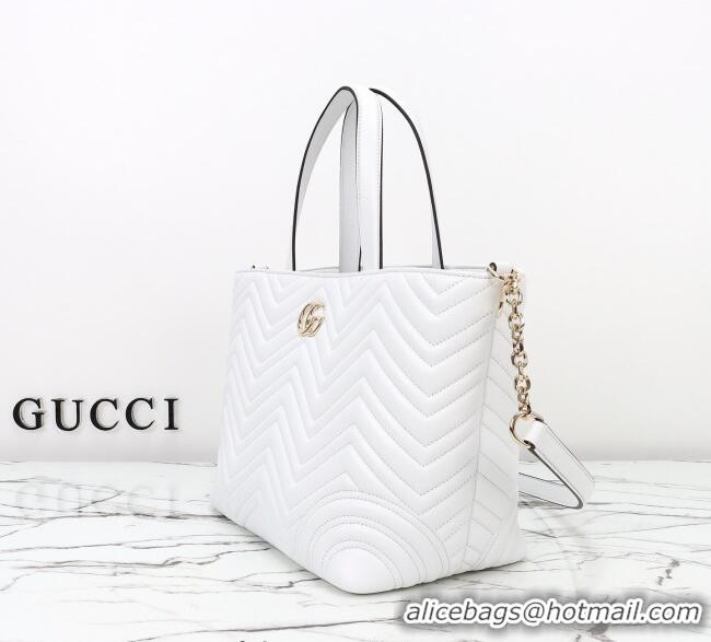 Good Quality Gucci Betty Chevron Leathe Medium Tote Bag 847387 White 2025