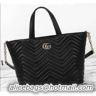 Luxury Cheap Gucci Betty Chevron Leathe Medium Tote Bag 847387 Black 2025