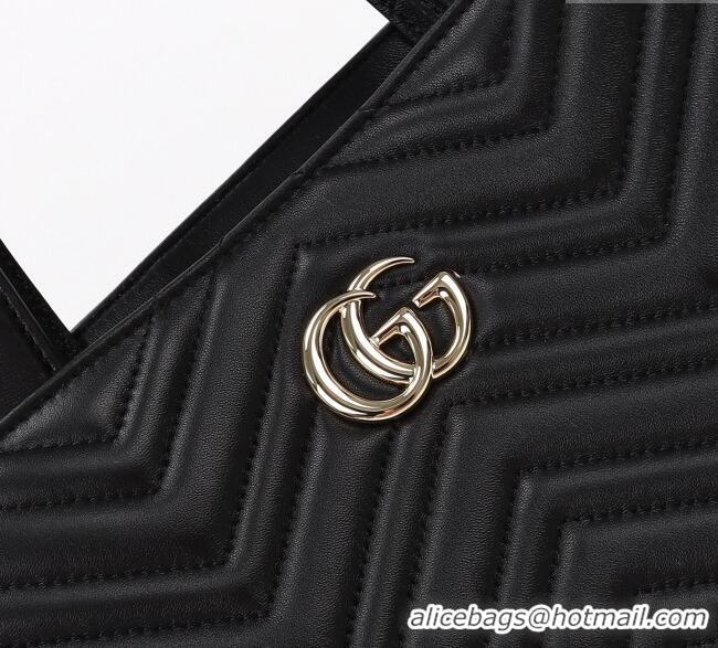 Luxury Cheap Gucci Betty Chevron Leathe Medium Tote Bag 847387 Black 2025