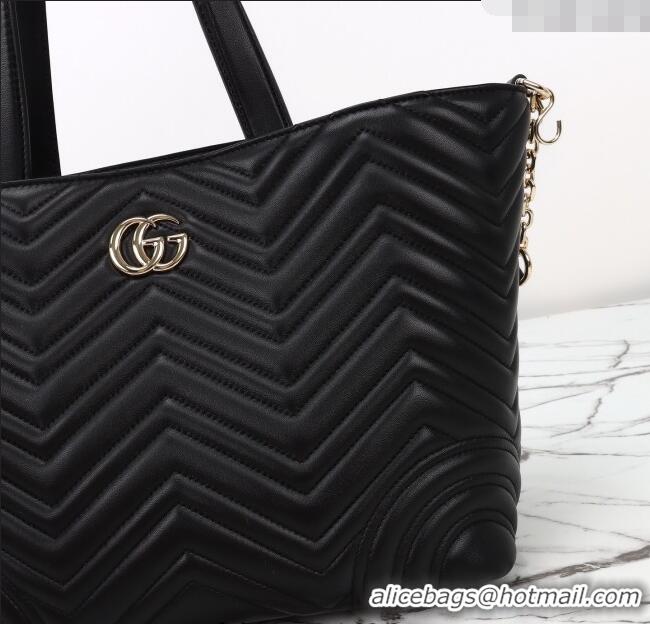 Luxury Cheap Gucci Betty Chevron Leathe Medium Tote Bag 847387 Black 2025