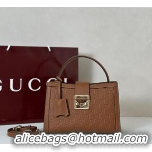 Original Cheap Gucci Padlock GG Leather Medium Handbag 838992 Brown 2025