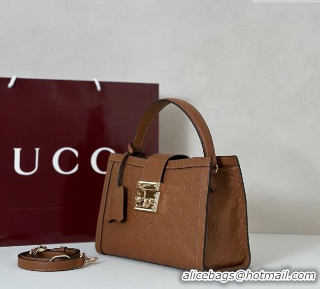 Original Cheap Gucci Padlock GG Leather Medium Handbag 838992 Brown 2025