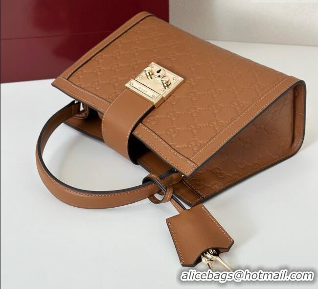 Original Cheap Gucci Padlock GG Leather Medium Handbag 838992 Brown 2025