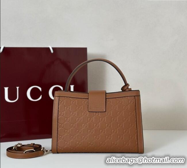 Original Cheap Gucci Padlock GG Leather Medium Handbag 838992 Brown 2025