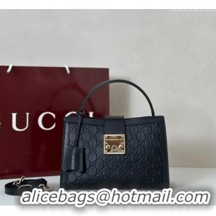 Modern Classic Gucci Padlock GG Leather Medium Handbag 838992 Black 2025