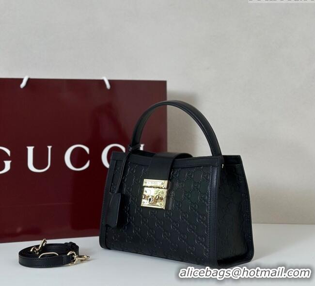 Modern Classic Gucci Padlock GG Leather Medium Handbag 838992 Black 2025