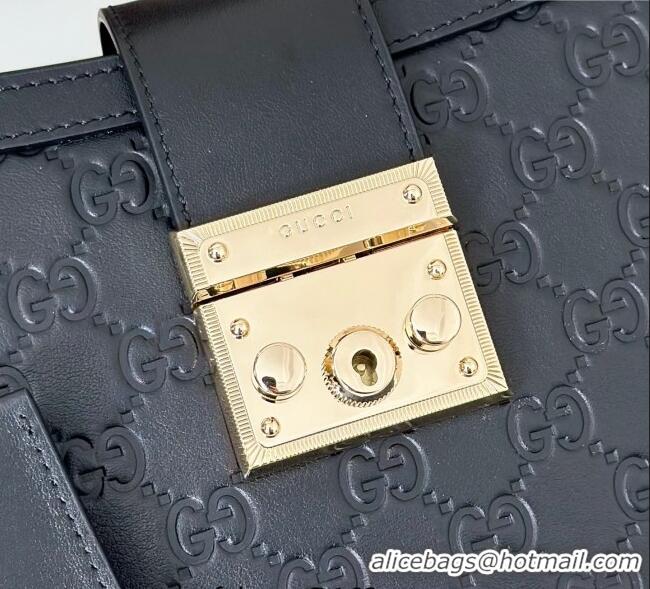 Modern Classic Gucci Padlock GG Leather Medium Handbag 838992 Black 2025