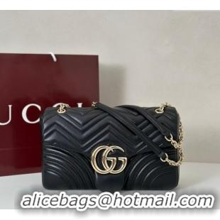Good Product Gucci GG Marmont Chevron Leather large shoulder bag 838985 Black 2025