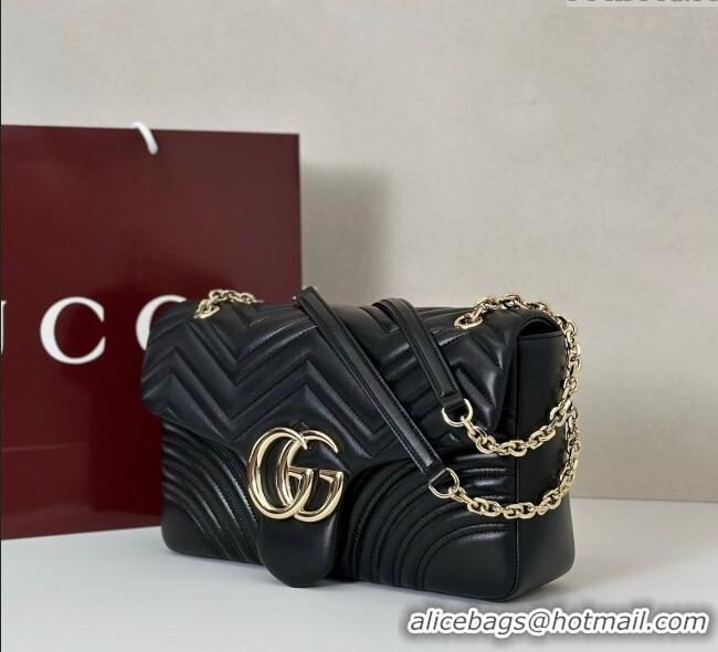 Good Product Gucci GG Marmont Chevron Leather large shoulder bag 838985 Black 2025