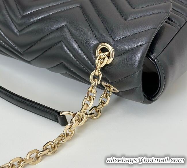 Good Product Gucci GG Marmont Chevron Leather large shoulder bag 838985 Black 2025