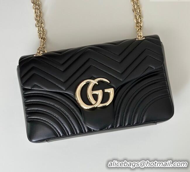 Good Product Gucci GG Marmont Chevron Leather large shoulder bag 838985 Black 2025