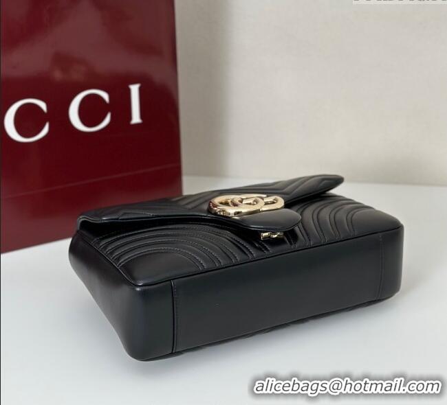 Good Product Gucci GG Marmont Chevron Leather large shoulder bag 838985 Black 2025