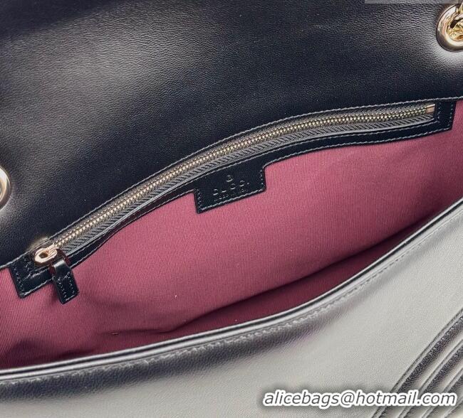 Good Product Gucci GG Marmont Chevron Leather large shoulder bag 838985 Black 2025