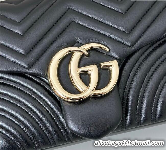 Good Product Gucci GG Marmont Chevron Leather large shoulder bag 838985 Black 2025