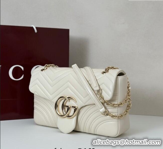 Classic Specials Gucci GG Marmont Chevron Leather large shoulder bag 838985 White 2025
