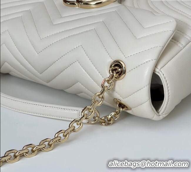 Classic Specials Gucci GG Marmont Chevron Leather large shoulder bag 838985 White 2025