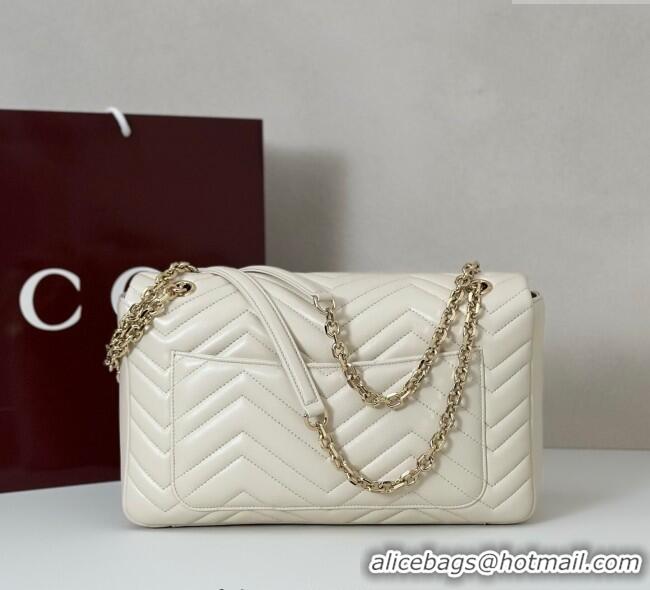 Classic Specials Gucci GG Marmont Chevron Leather large shoulder bag 838985 White 2025