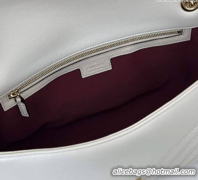 Classic Specials Gucci GG Marmont Chevron Leather large shoulder bag 838985 White 2025