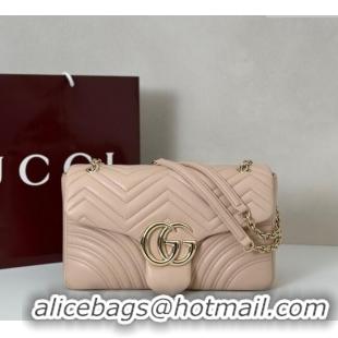 Luxury New Gucci GG Marmont Chevron Leather large shoulder bag 838985 Soft Pink 2025