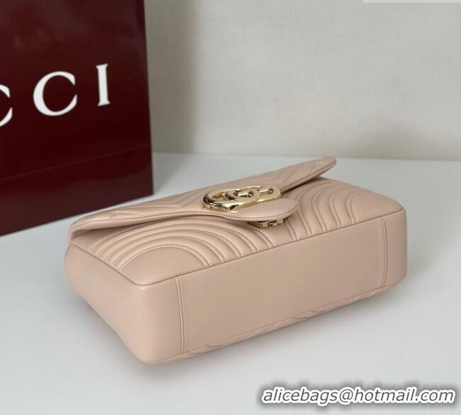 Luxury New Gucci GG Marmont Chevron Leather large shoulder bag 838985 Soft Pink 2025