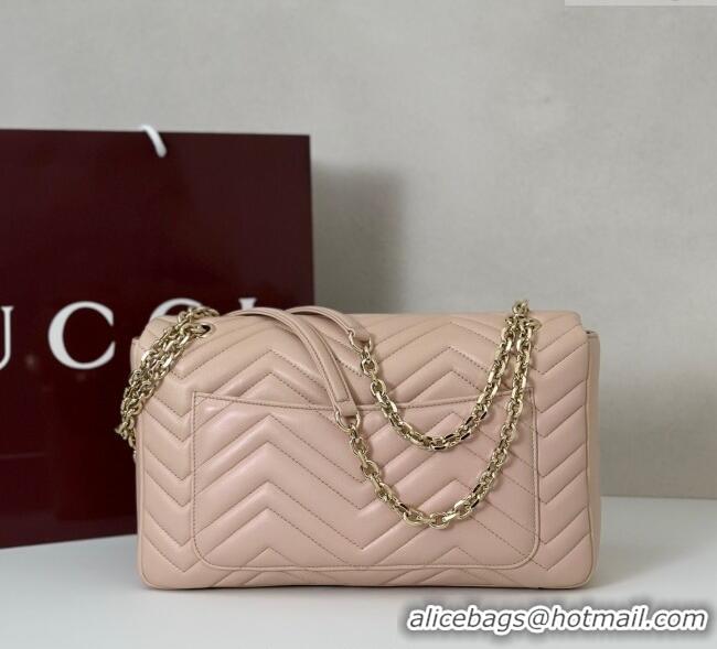 Luxury New Gucci GG Marmont Chevron Leather large shoulder bag 838985 Soft Pink 2025