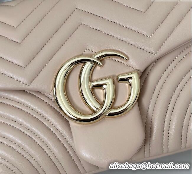 Luxury New Gucci GG Marmont Chevron Leather large shoulder bag 838985 Soft Pink 2025