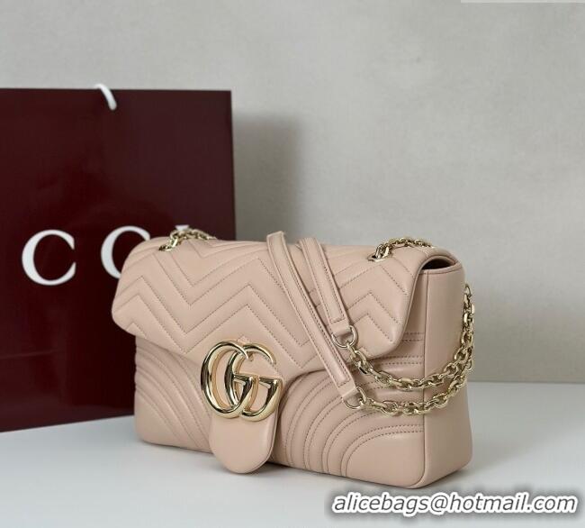 Luxury New Gucci GG Marmont Chevron Leather large shoulder bag 838985 Soft Pink 2025
