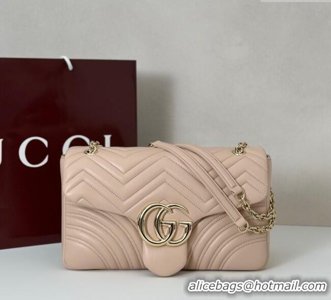 Luxury New Gucci GG Marmont Chevron Leather large shoulder bag 838985 Soft Pink 2025