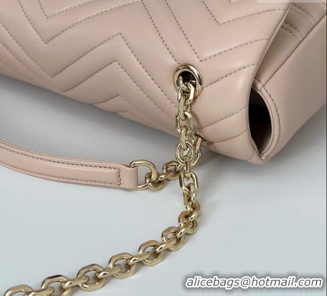 Luxury New Gucci GG Marmont Chevron Leather large shoulder bag 838985 Soft Pink 2025