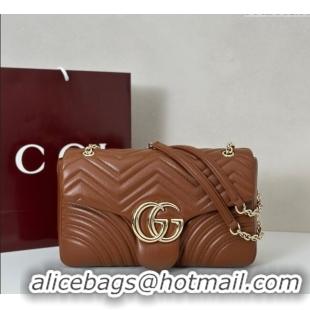 Best Design Gucci GG Marmont Chevron Leather large shoulder bag 838985‎ Brown 2025