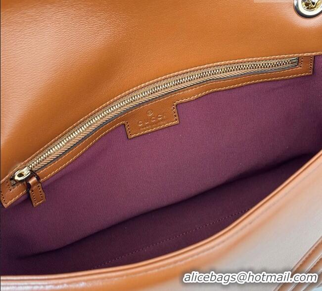 Best Design Gucci GG Marmont Chevron Leather large shoulder bag 838985‎ Brown 2025
