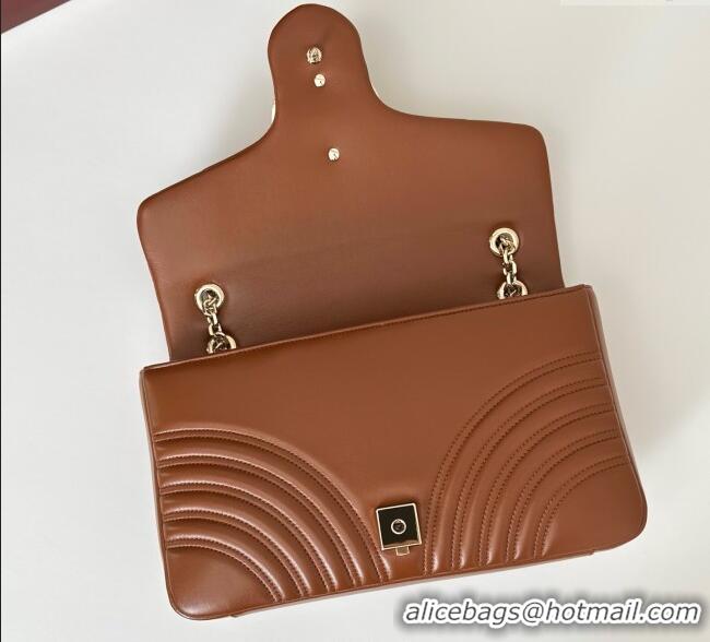 Best Design Gucci GG Marmont Chevron Leather large shoulder bag 838985‎ Brown 2025