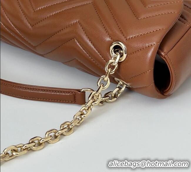 Best Design Gucci GG Marmont Chevron Leather large shoulder bag 838985‎ Brown 2025