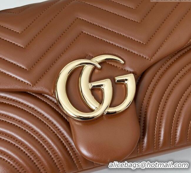 Best Design Gucci GG Marmont Chevron Leather large shoulder bag 838985‎ Brown 2025