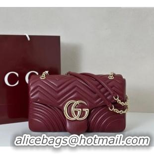 Grade Discount Gucci GG Marmont Chevron Leather large shoulder bag 838985 Ancora Red 2025