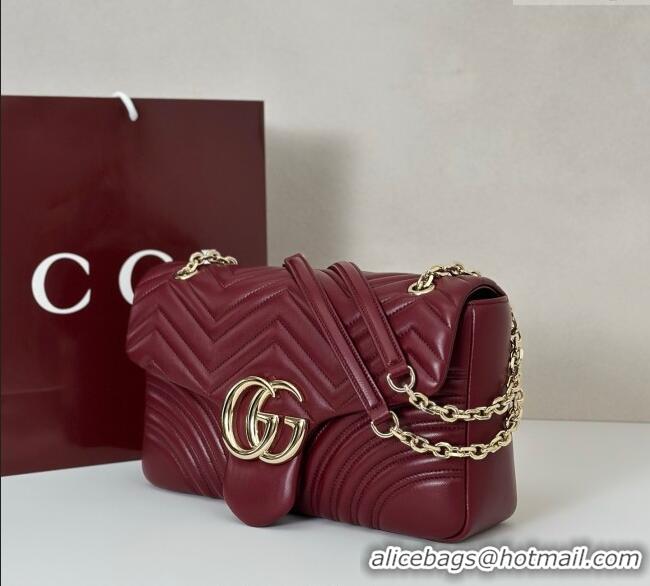 Grade Discount Gucci GG Marmont Chevron Leather large shoulder bag 838985 Ancora Red 2025