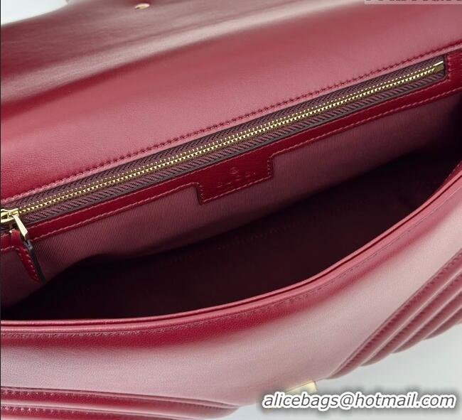 Grade Discount Gucci GG Marmont Chevron Leather large shoulder bag 838985 Ancora Red 2025