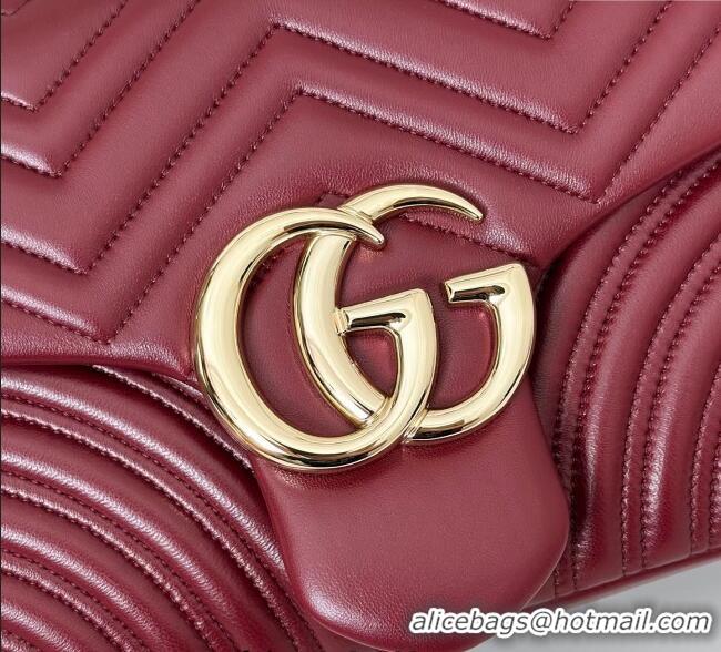 Grade Discount Gucci GG Marmont Chevron Leather large shoulder bag 838985 Ancora Red 2025