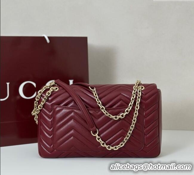 Grade Discount Gucci GG Marmont Chevron Leather large shoulder bag 838985 Ancora Red 2025