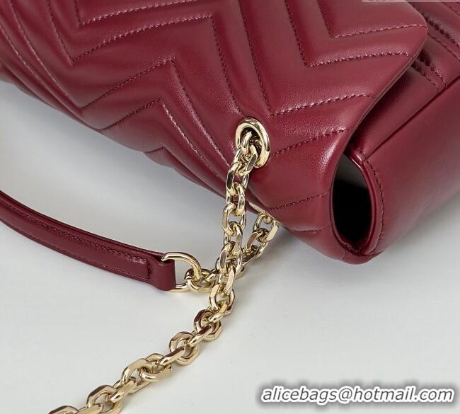 Grade Discount Gucci GG Marmont Chevron Leather large shoulder bag 838985 Ancora Red 2025
