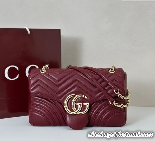 Grade Discount Gucci GG Marmont Chevron Leather large shoulder bag 838985 Ancora Red 2025