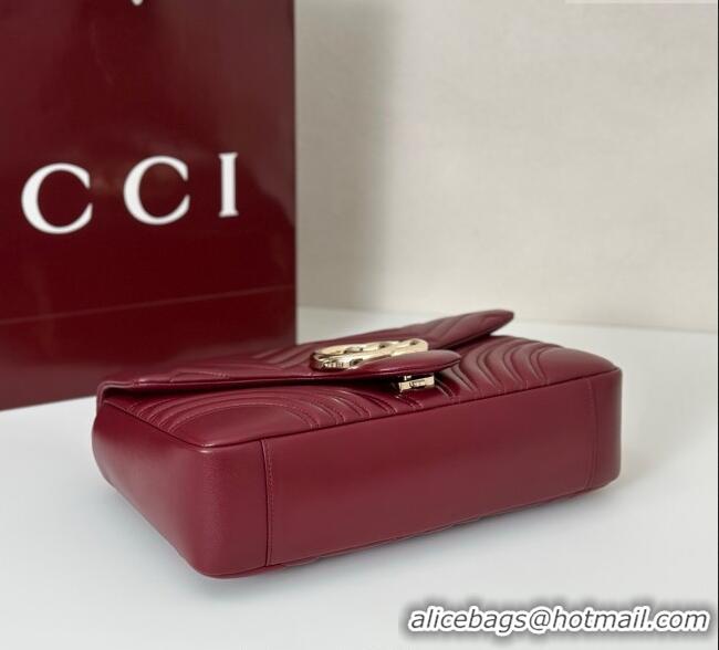 Grade Discount Gucci GG Marmont Chevron Leather large shoulder bag 838985 Ancora Red 2025