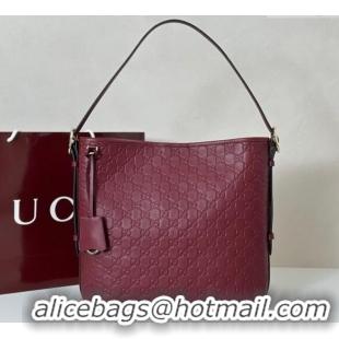 Super Quality Gucci GG Leather Emblem medium shoulder bag 847452 Ancora Red 2025