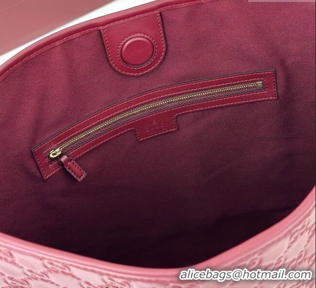 Super Quality Gucci GG Leather Emblem medium shoulder bag 847452 Ancora Red 2025