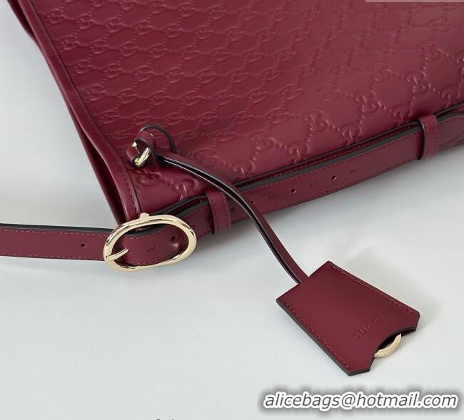 Super Quality Gucci GG Leather Emblem medium shoulder bag 847452 Ancora Red 2025