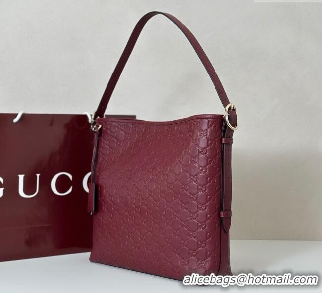 Super Quality Gucci GG Leather Emblem medium shoulder bag 847452 Ancora Red 2025