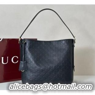 Buy Classic Gucci GG Leather Emblem medium shoulder bag 847452 Black 2025