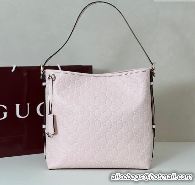 Classic Promotional Gucci GG Leather Emblem medium shoulder bag 847452 Light Pink 2025